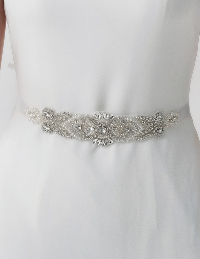 Cintura gioiello argento centrale per abiti da sposa e cerimonia