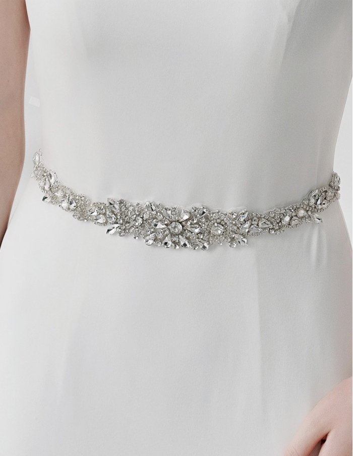 Cintura gioiello lunga argento centrale sposa e cerimonia