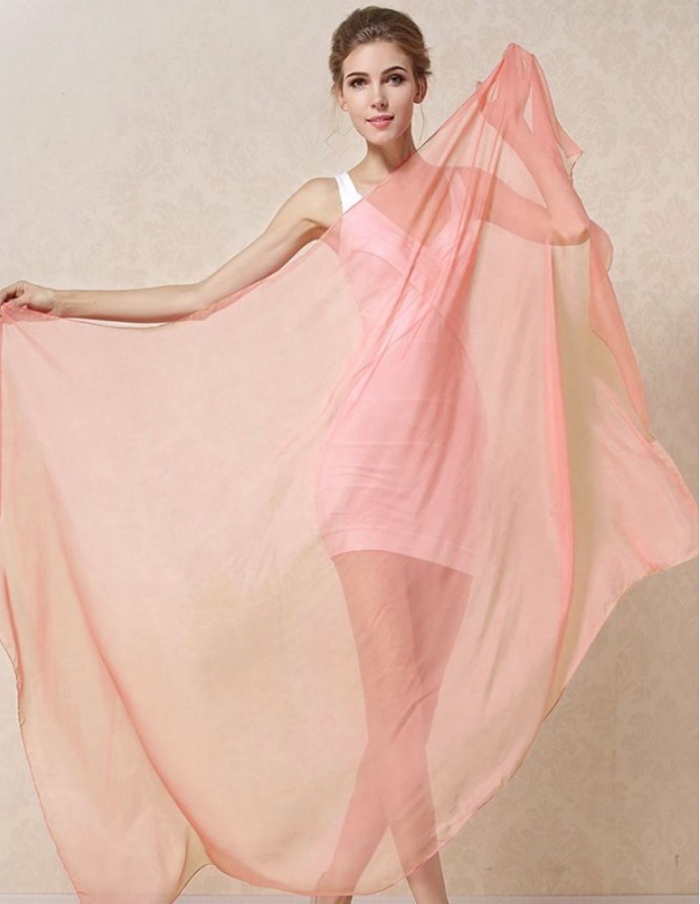 Pure silk peach pink shawl