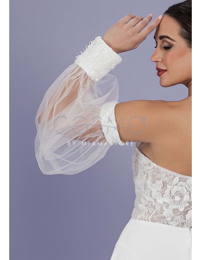 Customizable tulle bridal sleeves and cuffs