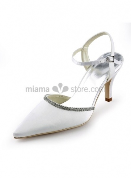 Pointed toe Satin Rubber sole Wedding shoes