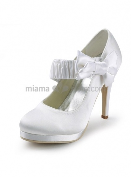 Round toe Satin Rubber sole Wedding shoes