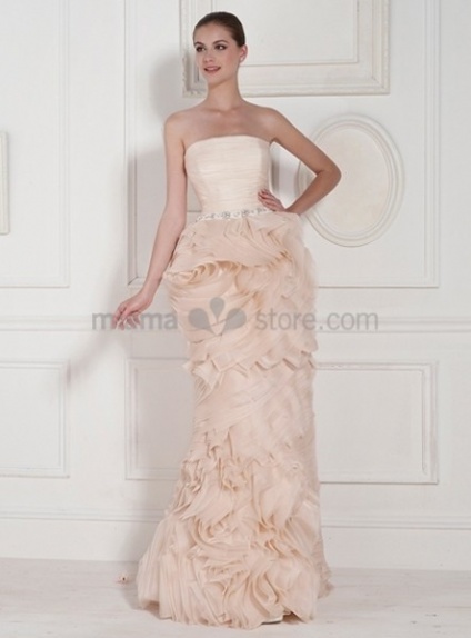 PAULA - A-line Strapless Floor length Organza Wedding dress