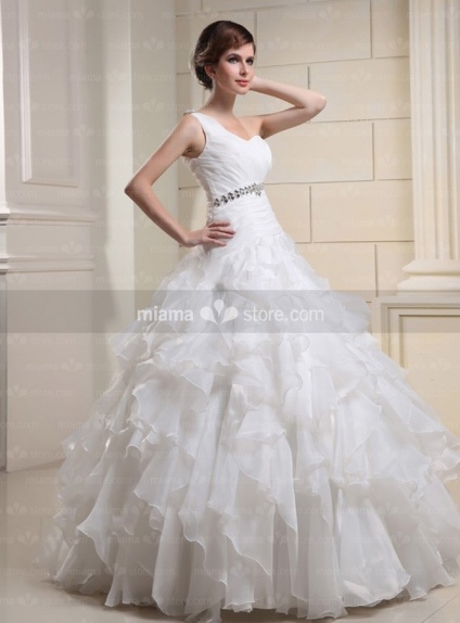 CATHERINE - A-line Ball gown Floor length One shoulder Wedding dress