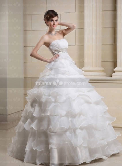 CATHY - A-line Ball gown Strapless Empire waist Floor length Tulle Wedding dress