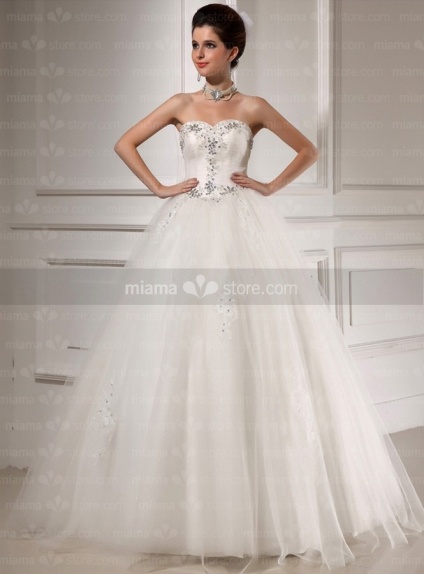 CORAL - A-line Ball gown Sweetheart Basque waist Floor length Tulle Wedding dress